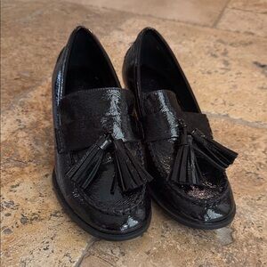Zara Shiny Black Tassel Loafers